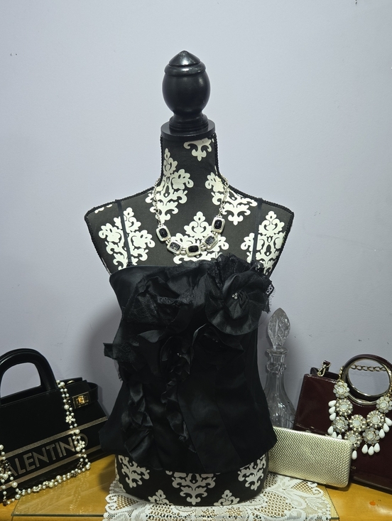 White House Black Market Tops - White House Black Market Black and Floral Strapless Top